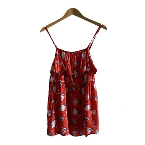 TORRID Red and White Jessica Floral Ruffle Baby Doll Tank Top Size 0 Large 12 - Picture 4 of 8